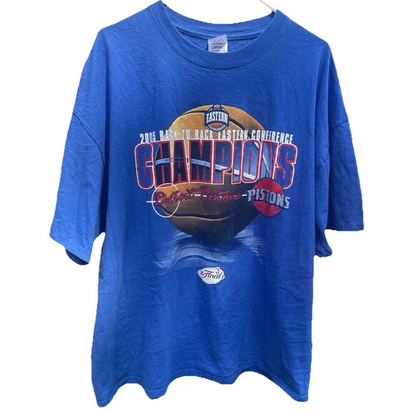 Y2K Detroit Pistons 2005 Eastern Conference Champions Delta Crewneck T-Shirt USA - Picture 1 of 10